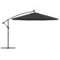 vidaXL Ampelschirm mit LED-Beleuchtung Stahl-Mast Schwarz 350 cm