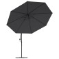vidaXL Ampelschirm mit LED-Beleuchtung Stahl-Mast Schwarz 350 cm