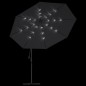 vidaXL Ampelschirm mit LED-Beleuchtung Stahl-Mast Schwarz 350 cm