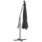 vidaXL Ampelschirm mit LED-Beleuchtung Stahl-Mast Schwarz 350 cm