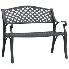vidaXL Gartenbank 102 cm Aluminiumguss Schwarz