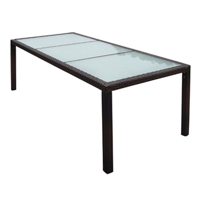 vidaXL Gartentisch 190x90x75 cm Braun Poly Rattan und Glas vidaXL Gartentisch 190x90x75 cm Braun Poly Rattan und Glas