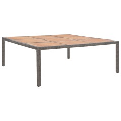vidaXL Gartentisch Grau 200x200x74 cm Poly Rattan und Akazienholz