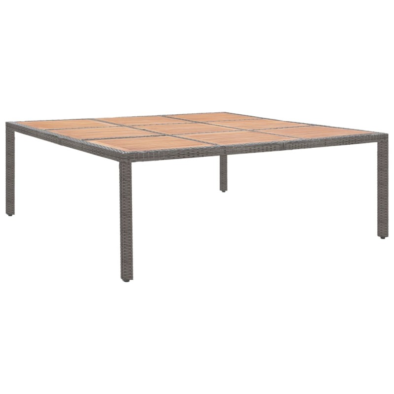 vidaXL Gartentisch Grau 200x200x74 cm Poly Rattan und Akazienholz vidaXL Gartentisch Grau 200x200x74 cm Poly Rattan und Akazienholz