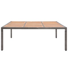 vidaXL Gartentisch Grau 200x200x74 cm Poly Rattan und Akazienholz