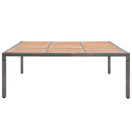 vidaXL Gartentisch Grau 200x200x74 cm Poly Rattan und Akazienholz