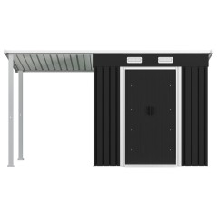 vidaXL Gerätehaus mit Vordach Anthrazit 346×121×181 cm Stahl