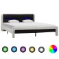 vidaXL Bettgestell mit LED Weiß und Schwarz Kunstleder 180x200 cm vidaXL Bettgestell mit LED Weiß und Schwarz Kunstleder 180x200 cm