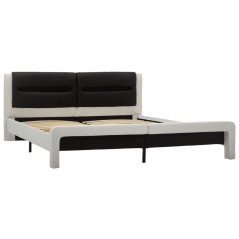 vidaXL Bettgestell mit LED Weiß und Schwarz Kunstleder 180x200 cm 