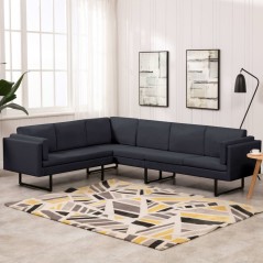 vidaXL Ecksofa Dunkelgrau Stoff
