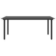 vidaXL Garten-Esstisch Schwarz 190x90x74 cm Stahl und Glas