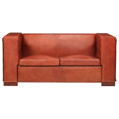 vidaXL 2-Sitzer-Sofa Dunkelbraun Echtleder