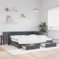 vidaXL Tagesbett Ausziehbar mit Schubladen Dunkelgrau 100x200 cm Samt vidaXL Tagesbett Ausziehbar mit Schubladen Dunkelgrau 100x200 cm Samt