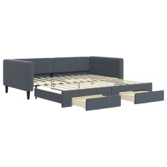 vidaXL Tagesbett Ausziehbar mit Schubladen Dunkelgrau 100x200 cm Samt