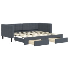 vidaXL Tagesbett Ausziehbar mit Schubladen Dunkelgrau 90x190 cm Samt