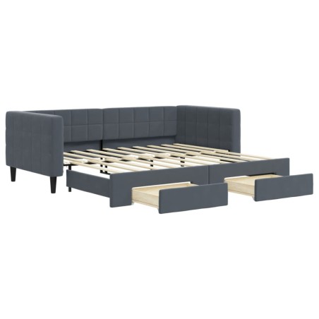 vidaXL Tagesbett Ausziehbar mit Schubladen Dunkelgrau 90x190 cm Samt