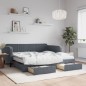 vidaXL Tagesbett Ausziehbar mit Schubladen Dunkelgrau 90x190 cm Samt vidaXL Tagesbett Ausziehbar mit Schubladen Dunkelgrau 90x190 cm Samt