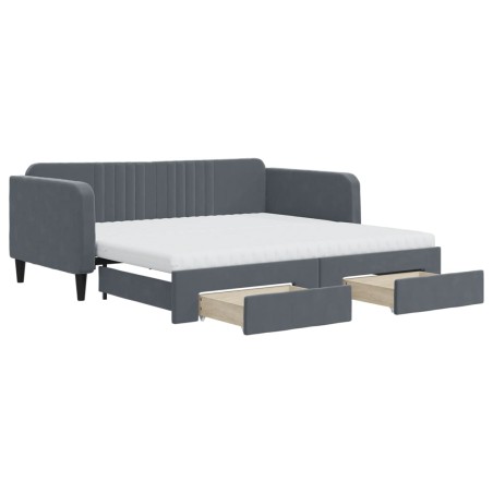 vidaXL Tagesbett Ausziehbar mit Schubladen Dunkelgrau 90x190 cm Samt