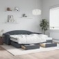 vidaXL Tagesbett Ausziehbar mit Schubladen Dunkelgrau 100x200 cm Samt vidaXL Tagesbett Ausziehbar mit Schubladen Dunkelgrau 100x200 cm Samt