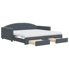 vidaXL Tagesbett Ausziehbar mit Schubladen Dunkelgrau 100x200 cm Samt