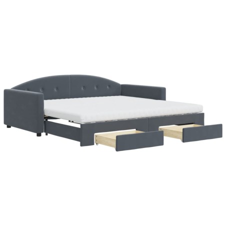 vidaXL Tagesbett Ausziehbar mit Schubladen Dunkelgrau 100x200 cm Samt