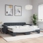 vidaXL Tagesbett Ausziehbar mit Matratzen Dunkelgrau 90x190 cm Samt vidaXL Tagesbett Ausziehbar mit Matratzen Dunkelgrau 90x190 cm Samt