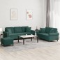 vidaXL 3-tlg. Sofagarnitur mit Kissen Dunkelgrün Samt vidaXL 3-tlg. Sofagarnitur mit Kissen Dunkelgrün Samt