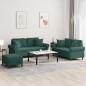 vidaXL 3-tlg. Sofagarnitur mit Kissen Dunkelgrün Samt vidaXL 3-tlg. Sofagarnitur mit Kissen Dunkelgrün Samt