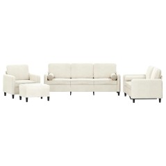 vidaXL 4-tlg. Sofagarnitur mit Kissen Creme Samt