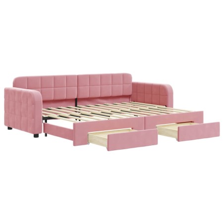 vidaXL Tagesbett Ausziehbar mit Schubladen Rosa 80x200 cm Samt