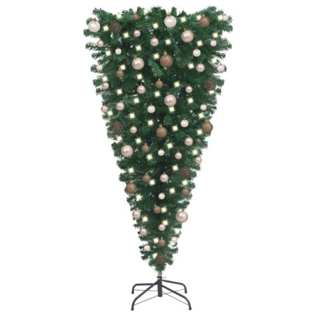 Künstlicher Weihnachtsbaum Kopfüber LEDs & Kugeln 150 cm