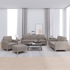 vidaXL 4-tlg. Sofagarnitur mit Kissen Taupe Stoff