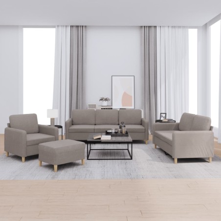vidaXL 4-tlg. Sofagarnitur mit Kissen Taupe Stoff