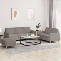 vidaXL 3-tlg. Sofagarnitur mit Kissen Taupe Stoff