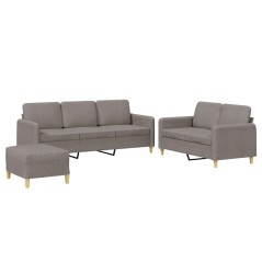 vidaXL 3-tlg. Sofagarnitur mit Kissen Taupe Stoff