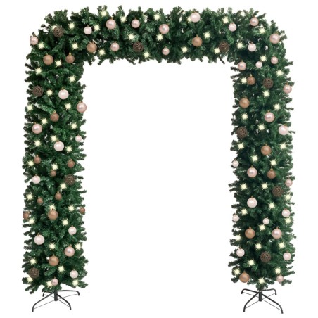 Weihnachtsgirlande mit LEDs & Kugeln Grün 240 cm