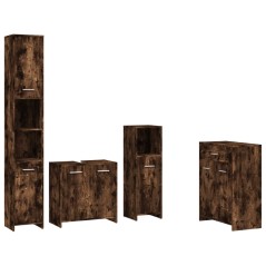 vidaXL 4-tlg. Badmöbel-Set Räuchereiche Holzwerkstoff