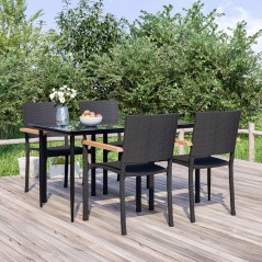 vidaXL 5-tlg. Garten-Essgruppe Schwarz Poly Rattan