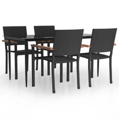 vidaXL 5-tlg. Garten-Essgruppe Schwarz Poly Rattan