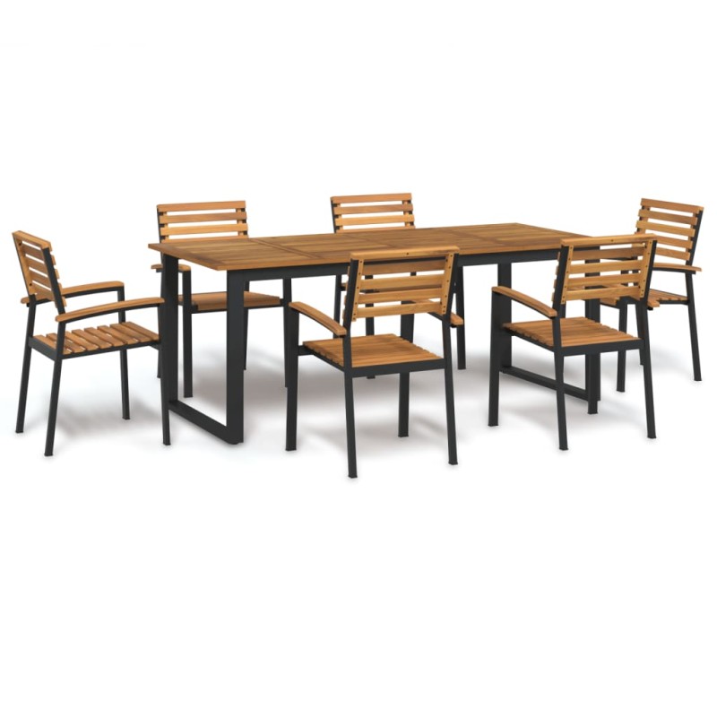 vidaXL 7-tlg. Garten-Essgruppe Massivholz Akazie und Metall vidaXL 7-tlg. Garten-Essgruppe Massivholz Akazie und Metall