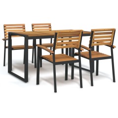 vidaXL 5-tlg. Garten-Essgruppe Massivholz Akazie und Metall