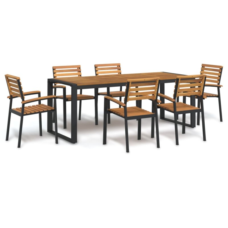 vidaXL 7-tlg. Garten-Essgruppe Massivholz Akazie und Metall vidaXL 7-tlg. Garten-Essgruppe Massivholz Akazie und Metall
