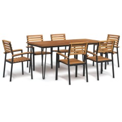 vidaXL 7-tlg. Garten-Essgruppe Massivholz Akazie und Metall