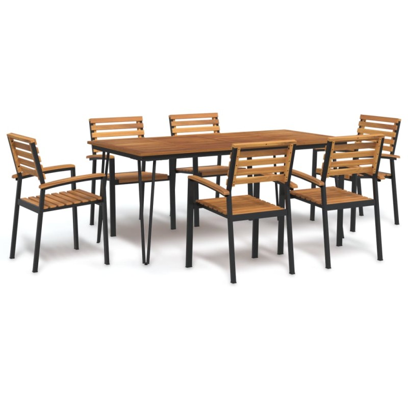 vidaXL 7-tlg. Garten-Essgruppe Massivholz Akazie und Metall vidaXL 7-tlg. Garten-Essgruppe Massivholz Akazie und Metall