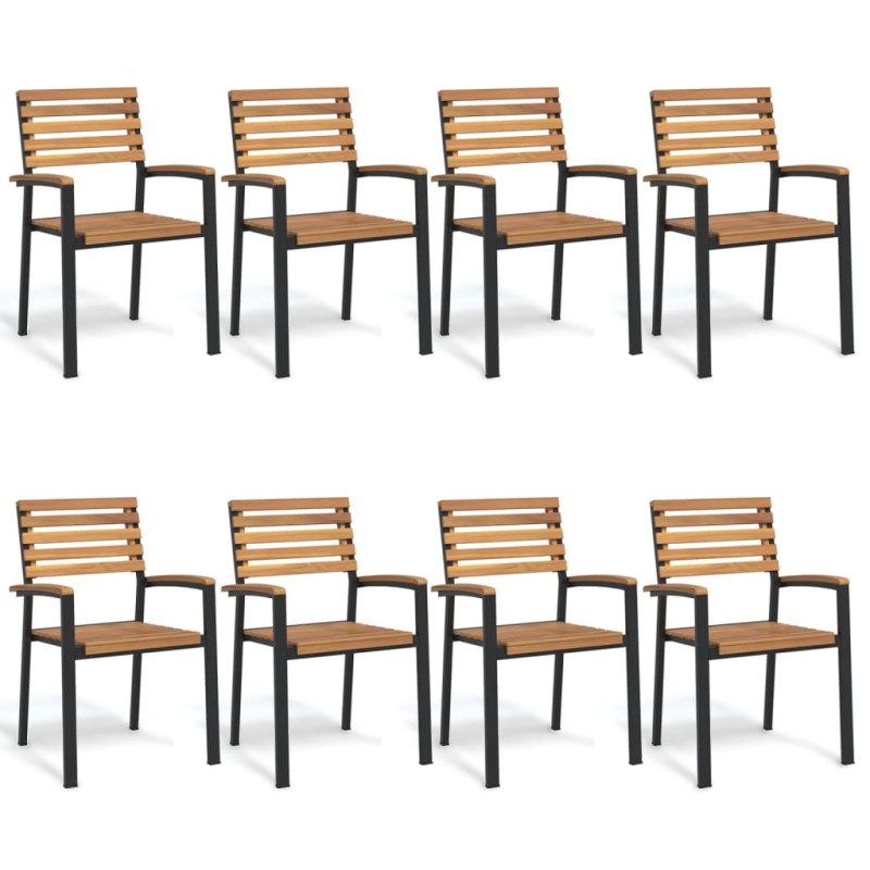 vidaXL Stapelbare Gartenstühle 8 Stk. Massivholz Akazie und Metall vidaXL Stapelbare Gartenstühle 8 Stk. Massivholz Akazie und Metall