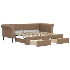 vidaXL Tagesbett Ausziehbar mit Schubladen Braun 90x200 cm Kunstleder