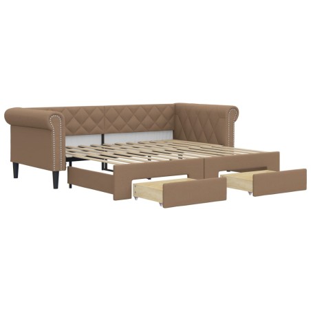 vidaXL Tagesbett Ausziehbar mit Schubladen Braun 90x200 cm Kunstleder