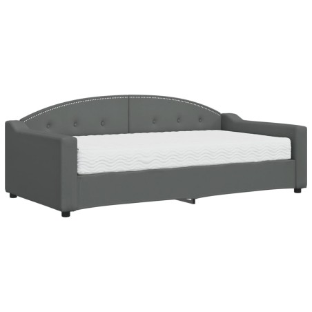vidaXL Tagesbett mit Matratze Dunkelgrau 90x190 cm Stoff