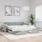 vidaXL Tagesbett Ausziehbar mit Schubladen Hellgrau 90x190 cm Samt vidaXL Tagesbett Ausziehbar mit Schubladen Hellgrau 90x190 cm Samt