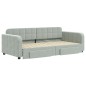 vidaXL Tagesbett Ausziehbar mit Schubladen Hellgrau 90x190 cm Samt vidaXL Tagesbett Ausziehbar mit Schubladen Hellgrau 90x190 cm Samt